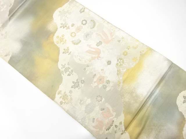 JAPANESE KIMONO / ANTIQUE FUKURO OBI / SILK / BIRDS